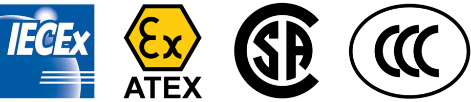 其中包括國際 IECEx 認(rèn)證、歐洲 ATEX 認(rèn)證、美國 CSA US 認(rèn)證及中國CCC 認(rèn)證。